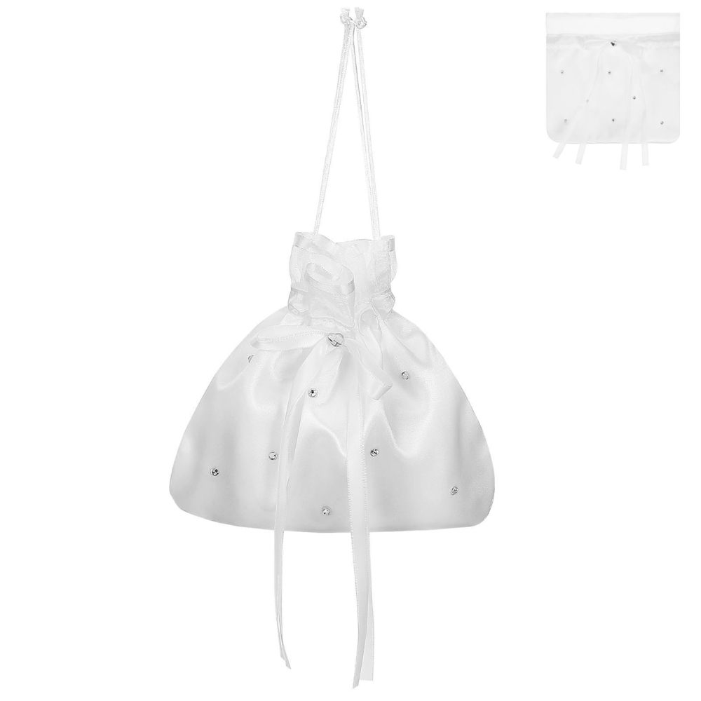 Bridesmaid Bridal Handbag, Wedding Bags Satin Holy Communion Bag With Pearl xD